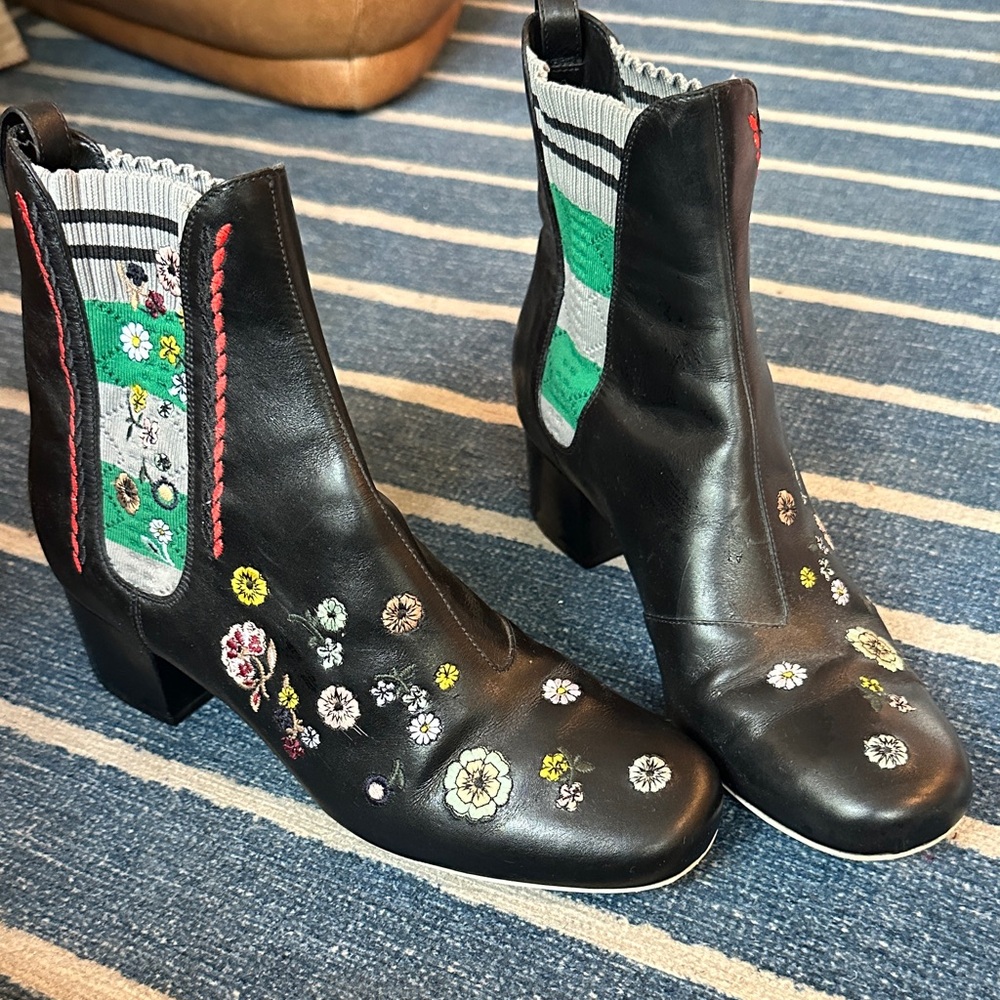 Fendi Black Floral Heeled Boots